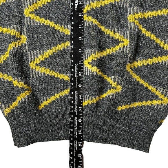 Vintage Alfredo Sweater Large Made In Italy Knit Acrylic Yellow Gray‎ - Picture 6 of 6
